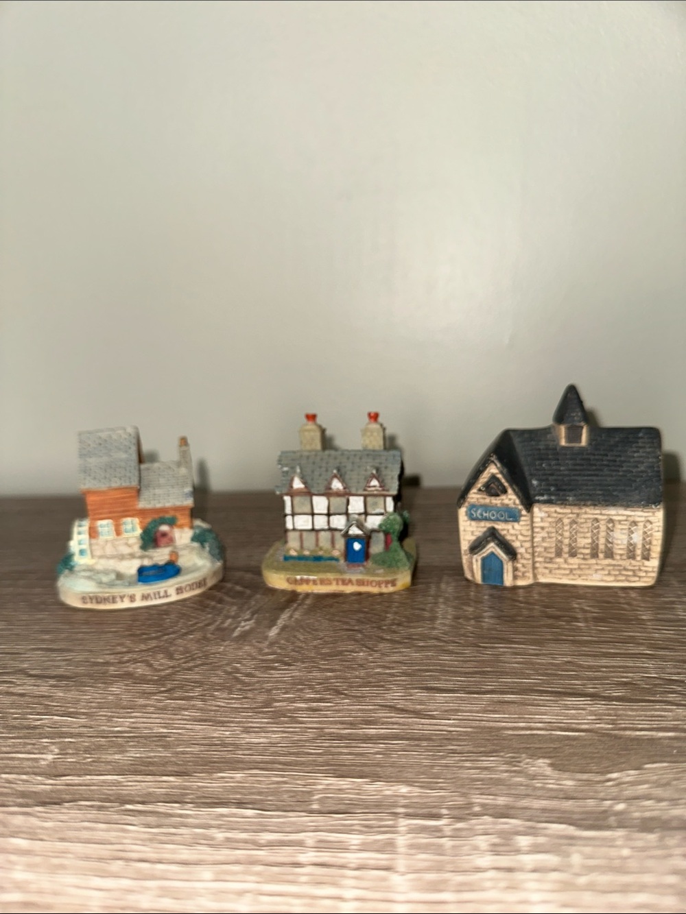 Miniature Ceramic Village Buildings - Set of 3